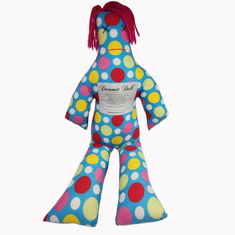 Dammit Doll Stress Relief Plush Figure Large 26" Polka Dot Gag Gift AS IS